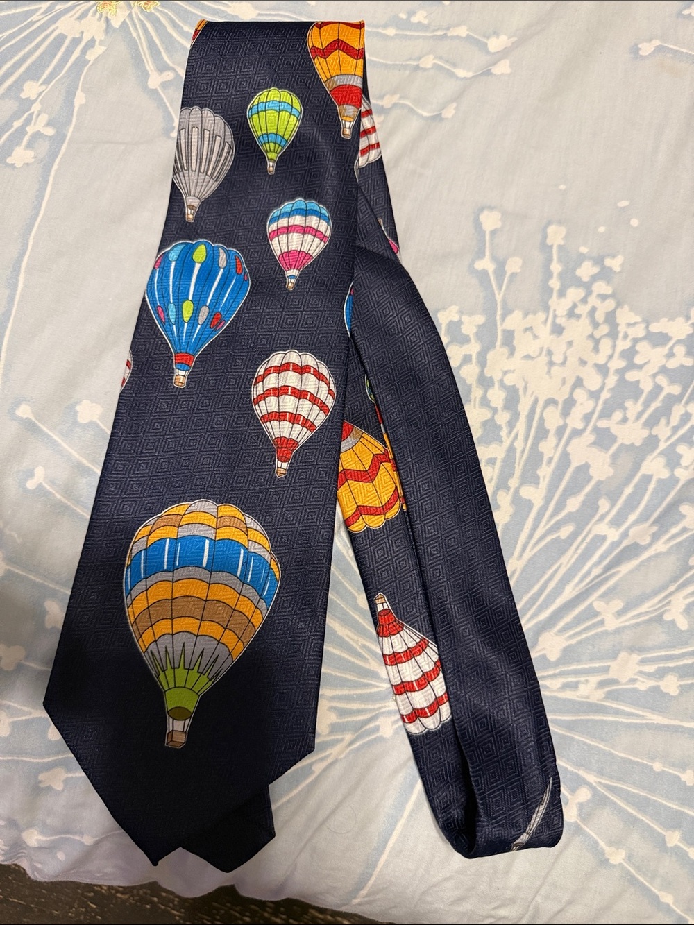 Kids Hot Air Balloon Print Tie in Navy